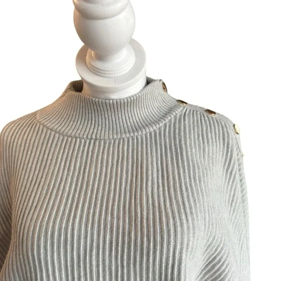 Tahari Gray Cowl Neck Sweater with Ribbed Texture - Picture 2 of 9
